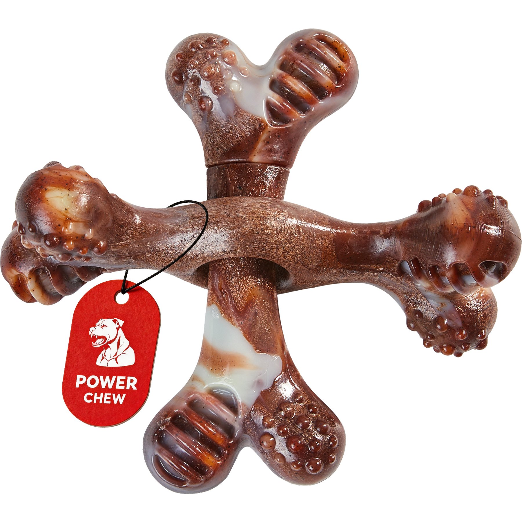 Potaroma Nylon Cross-Shaped Bone Bacon Flavored Exercise Chew Dog Toy, Coffee