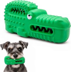 Potaroma Crocodile Head Shape Rubber Interactive Squeaky & Exercise Treat Dispensing Dog Chew Toy, Green slide 1 of 9