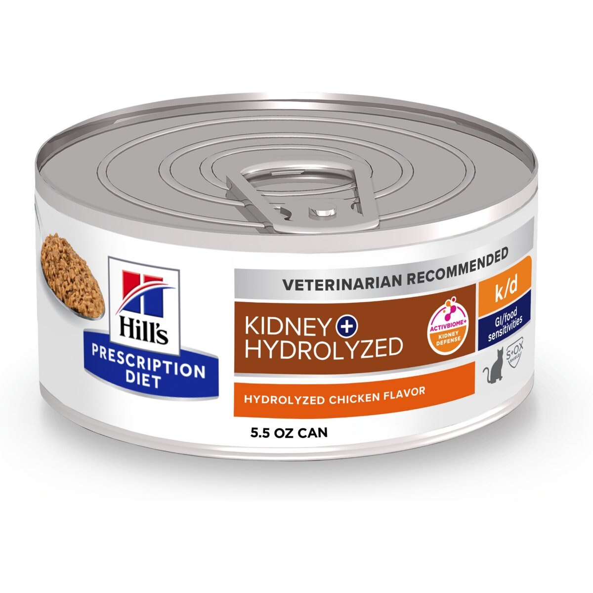 Hill's Prescription Diet Veterinary Diet k/d + z/d Hydrolyzed Chicken Flavor Wet Cat Food, 5.5-oz can, case of 24