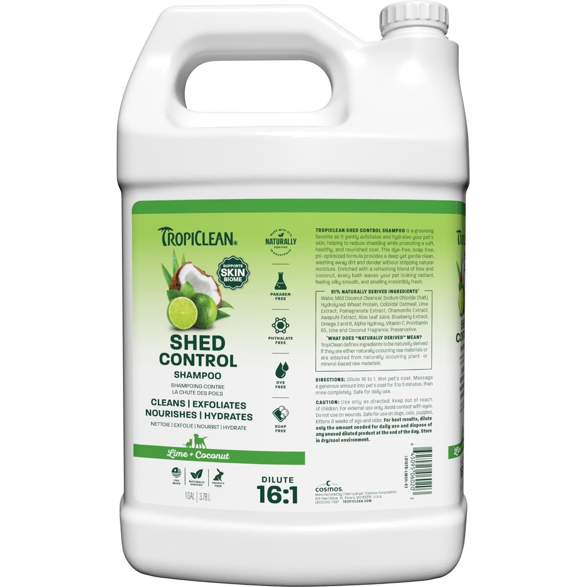 TropiClean Lime & Coconut Deshedding Dog Shampoo, 1-gal bottle