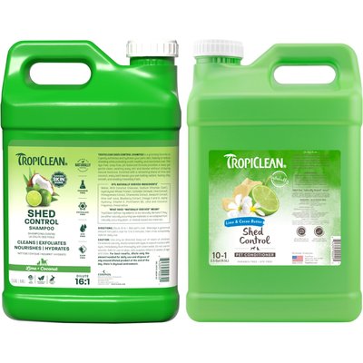TropiClean TropiClean Lime & Coconut Deshedding Shampoo, 2.5-gal bottle + Lime & Cocoa Butter Deshedding Dog Conditioner, 2.5-gal bottle
