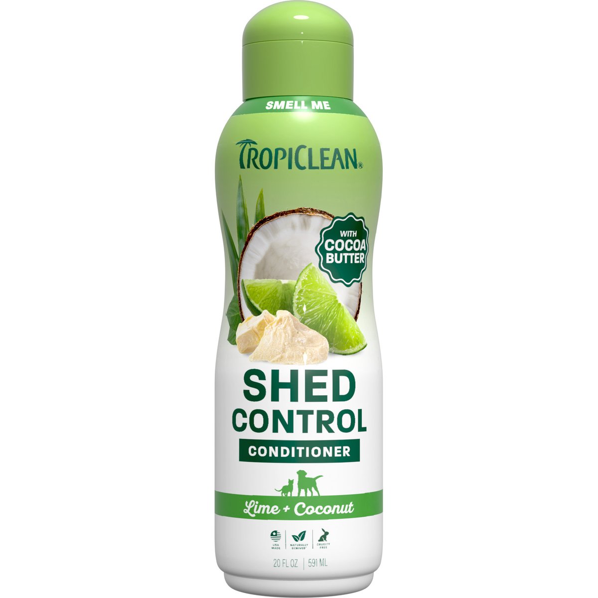 TropiClean Lime & Cocoa Butter Deshedding Dog Conditioner, 20-oz