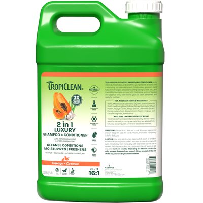 TropiClean TropiClean Luxury 2-in-1 Papaya & Coconut Dog Shampoo & Conditioner, 2.5-gal