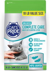 Cat's Pride Complete Care Premium Lightweight Multi-Cat Clumping Litter, Unscented, 18-lb bag