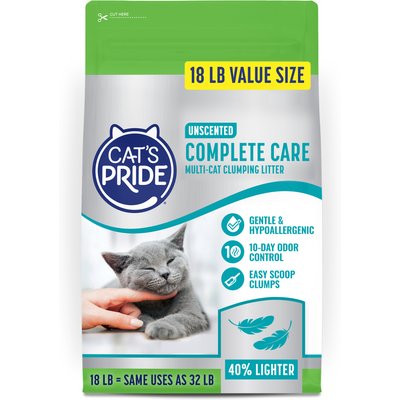 Cat's Pride Cat's Pride Complete Care Premium Lightweight Multi-Cat Clumping Litter, Unscented, 18-lb bag