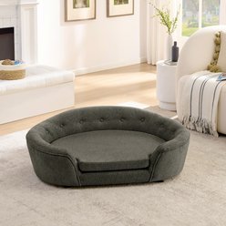 Bencmate Oversized Soft Semi Enclosed Durable High Back Support Oval Dog Sofa Bed, Grey slide 2 of 8