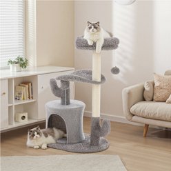 Bencmate Cactus Shaped Activity Tower Scratching Post 33-in Polyester with Hanging Toy Cat Tree, Grey slide 1 of 7