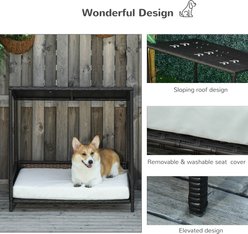 Bencmate Outdoor Wicker with Canopy, Rattan Daybed Cabana Elevated Dog Bed, White, Medium slide 2 of 7