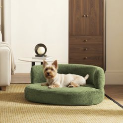 Bencmate Supportive Cozy with Bolster Curved Sofa Couch Novelty Elevated Dog Bed, Green, Medium