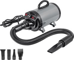 Bencmate High Power Adjustable Speed & Temperature Dog Grooming Hair Dryer with 4 Nozzles & Extendable Hose, 17-in, Grey