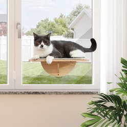 Bencmate Indoor Window-Mounted Hammock Removable Felt Removable Wood Cat Wall Shelves, Beige
