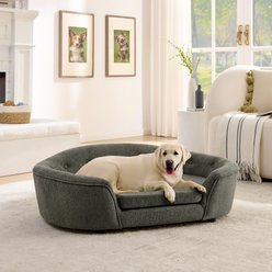 Bencmate Oversized Soft Semi Enclosed Durable High Back Support Oval Dog Sofa Bed, Grey slide 1 of 8