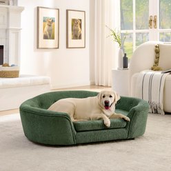 Bencmate Oversized Soft Semi Enclosed Durable High Back Support Oval Dog Sofa Bed, Green