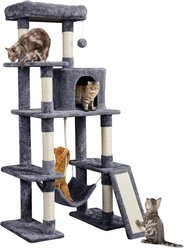 Bencmate Multi Story Climbing Tower Sisal Scratching Posts 62.6-in Polyester with Hanging Toy Cat Tree, Blue