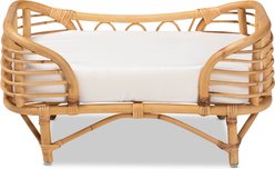 Bencmate Bohemian Rattan Modern Orthopedic Sleeping Platform with Cushion Novelty Elevated Dog Bed, Brown, Medium