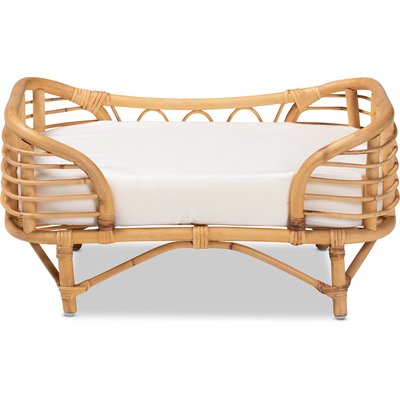 Bencmate Bencmate Bohemian Rattan Modern Orthopedic Sleeping Platform with Cushion Novelty Elevated Dog Bed, Brown, Medium