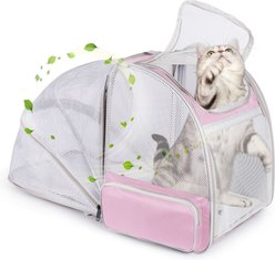 LAIRIES Curved Back Expandable Collapsible Backpack Dog & Cat Carrier, Pink