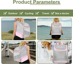 LAIRIES Curved Back Expandable Collapsible Backpack Dog & Cat Carrier, Large, Pink slide 2 of 7