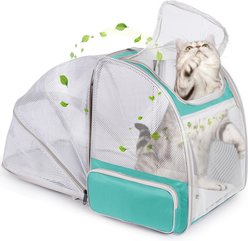 LAIRIES Curved Back Expandable Collapsible Backpack Dog & Cat Carrier, Green