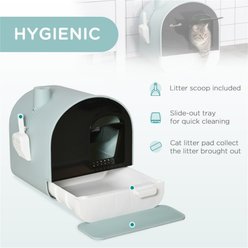 Bencmate Fully Enclosed Cat Litter Box with Ventilation Chimney & Tray, 17 x 17.25 x 18.5-in, Green slide 2 of 6