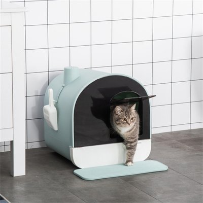 Trygoal Trygoal Fully Enclosed Cat Litter Box with Ventilation Chimney & Tray, 17 x 17.25 x 18.5-in, Green