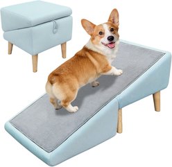 Newget 2-in-1 Stairs & Seat Foldable, Anti-Slip, High-Density Foam, Solid Wood Base for Sofa/Bed Dog & Cat Steps