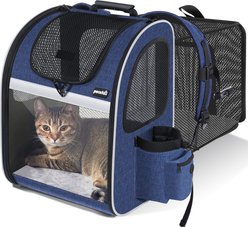 Pecute Expandable Mesh Backpack Dog & Cat Carrier, Blue
