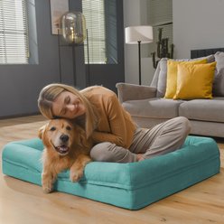 Song Puppy Orthopedic Bolster Dog Bed, Aqua Blue, XX-Large: 45 x 35 x 7.0-in slide 2 of 7
