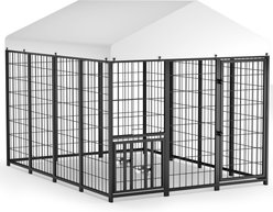 Pawvilion Heavy Duty Galvanized Steel Outdoor Dog Kennel, Black, 6 x 8 x 6.5-ft
