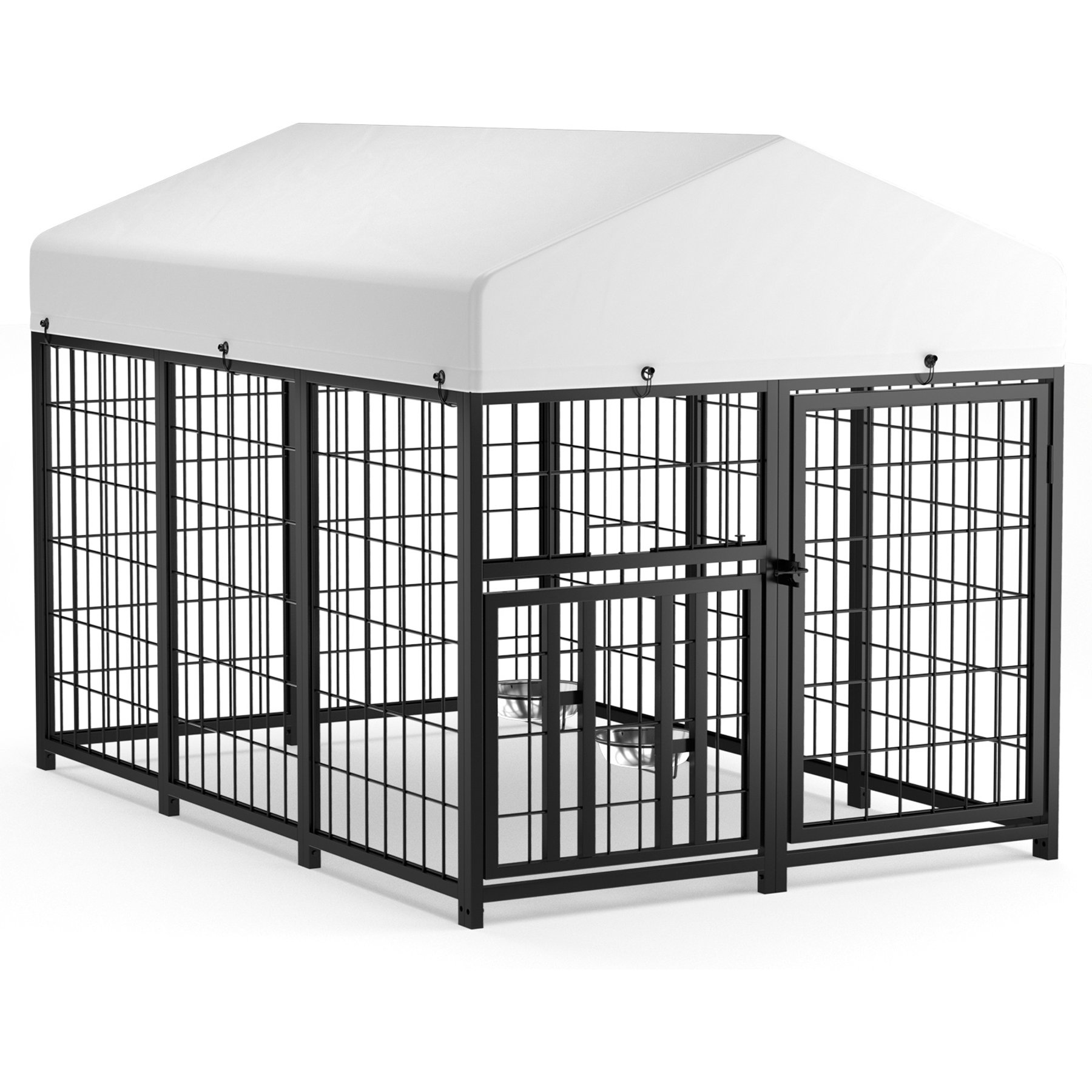 Pawvilion Heavy Duty Galvanized Steel Outdoor Dog Kennel, Black, 4 x 6 x 4.25-ft