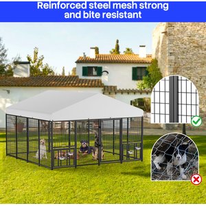 Pawvilion Heavy Duty Galvanized Steel Outdoor Dog Kennel, Black, 10 x 10 x 6.5-ft