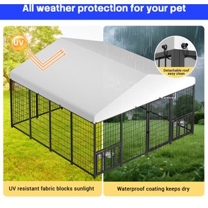 Pawvilion Heavy Duty Galvanized Steel Outdoor Dog Kennel, Black, 10 x 10 x 6.5-ft