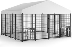 Pawvilion Heavy Duty Outdoor Secure Exercise Pen Dog Kennel, Black, 10 x 10 x 6.5-ft