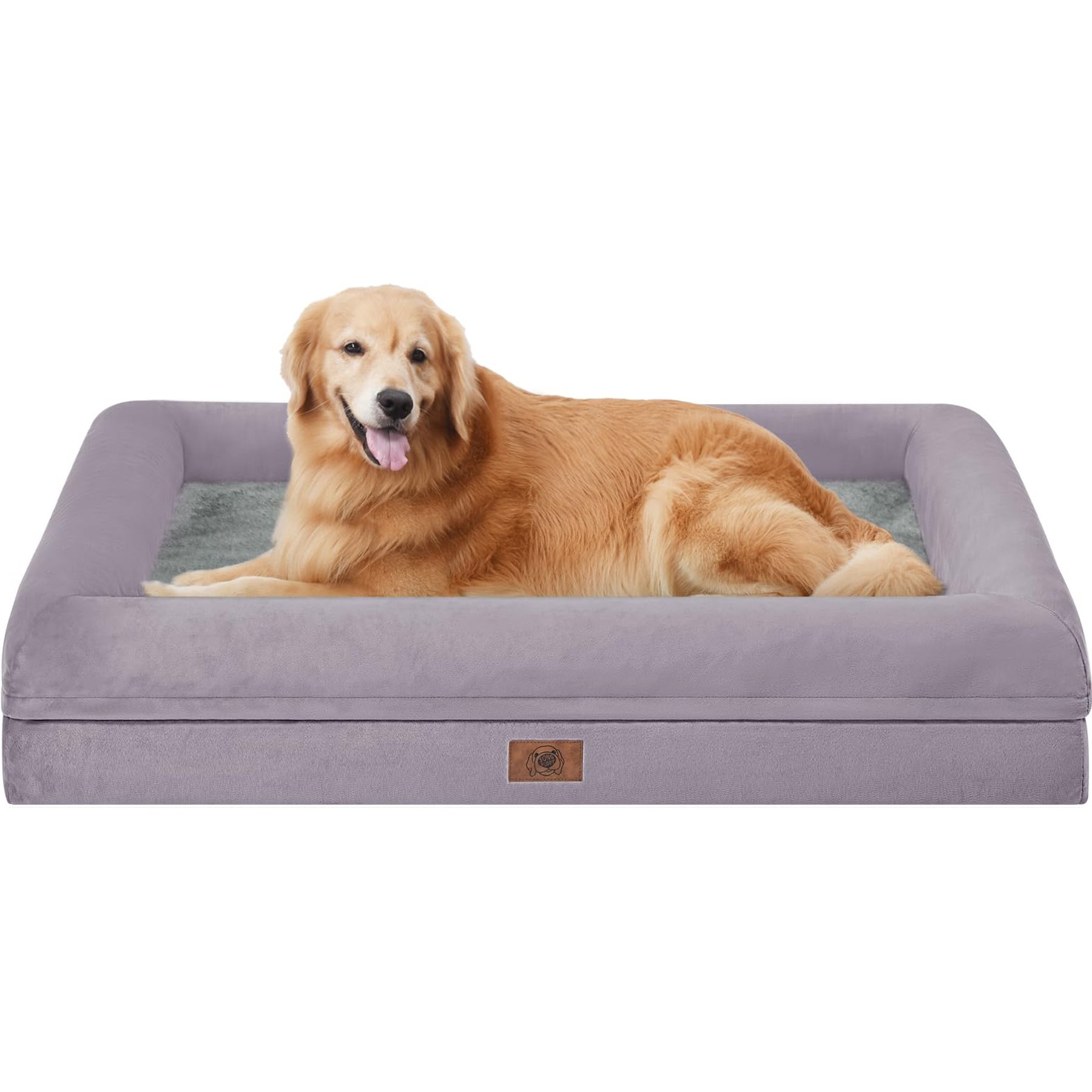Song Puppy Orthopedic Bolster Dog Bed, Purple, Large: 36 x 27 x 6.5-in