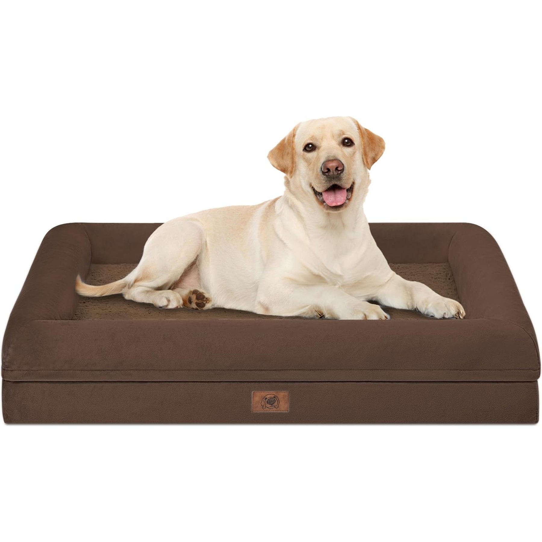 Song Puppy Orthopedic Bolster Dog Bed, Coffee, X-Large: 41 x 29 x 7.0-in