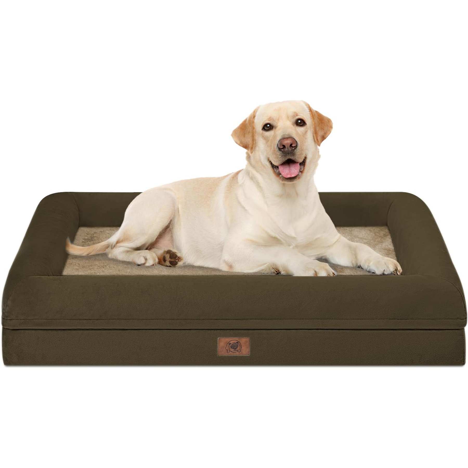 Song Puppy Orthopedic Bolster Dog Bed, Brown, X-Large: 41 x 29 x 7.0-in