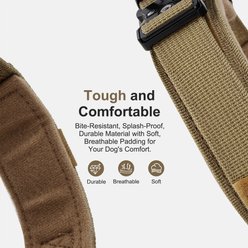 Invenho Tactical Waterproof AirTag Dog Collar, Khaki, Medium: 15-in neck, 1.5-in wide slide 2 of 5
