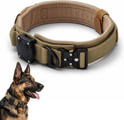 Invenho Tactical Waterproof AirTag Dog Collar, Khaki, Large: 16.5-in neck, 1.5-in wide