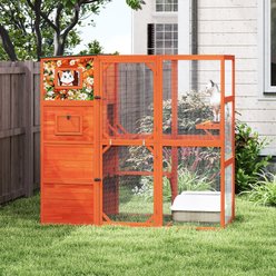 Bencmate 4-Tier Window Design Locking Cat Crate with Weatherproof Roof, Orange, Large: 33.46 x 70.08 x 70.08-in