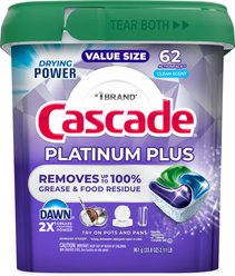 Cascade Platinum Plus ActionPacs Clean Scent Dishwasher Pods, 62 count slide 1 of 5