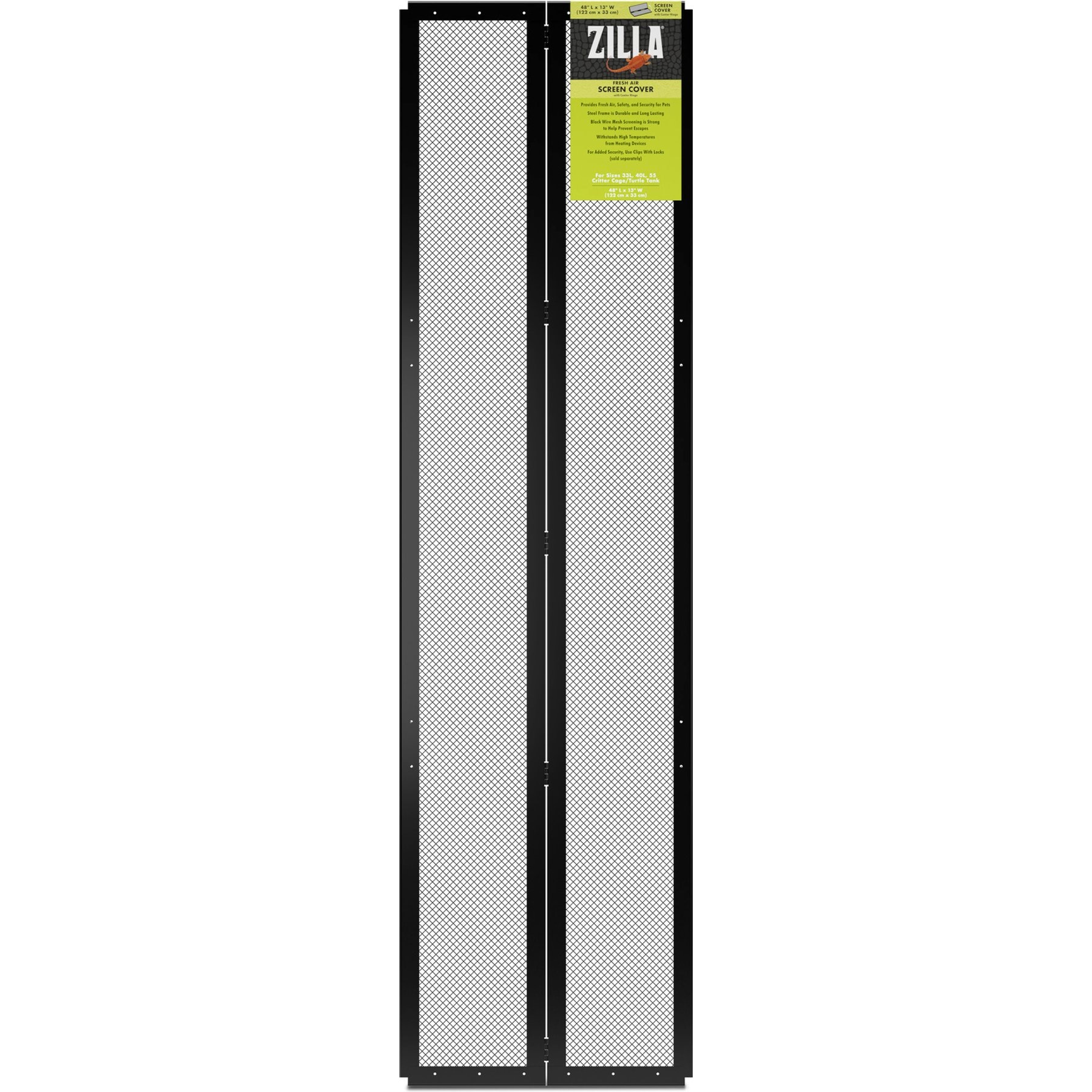 Zilla Fresh Air Center Hinge Bearded Dragon Screen Cover, 48 x 13-in