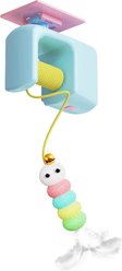 Potaroma Electric Auto Lifting & Hanging Random Motion Caterpillar Feather Interactive Teaser Cat Toy with Bell, Multicolor