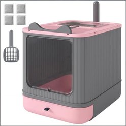 Bencmate Modern Minimalist Fully Enclosed Cat Litter Box, Pink