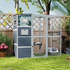 Bencmate 4-Tier Weatherproof Roof Outdoor Locking Cat Crate, Grey, Large: 33.5 x 70.1 x 70.1-in