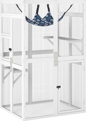 Bencmate Weatherproof Wooden Outdoor Locking Cat Crate with Platforms, Enclosure with Sunshine Board, Medium: 33.27 x 63.78 x 63.78-in, White