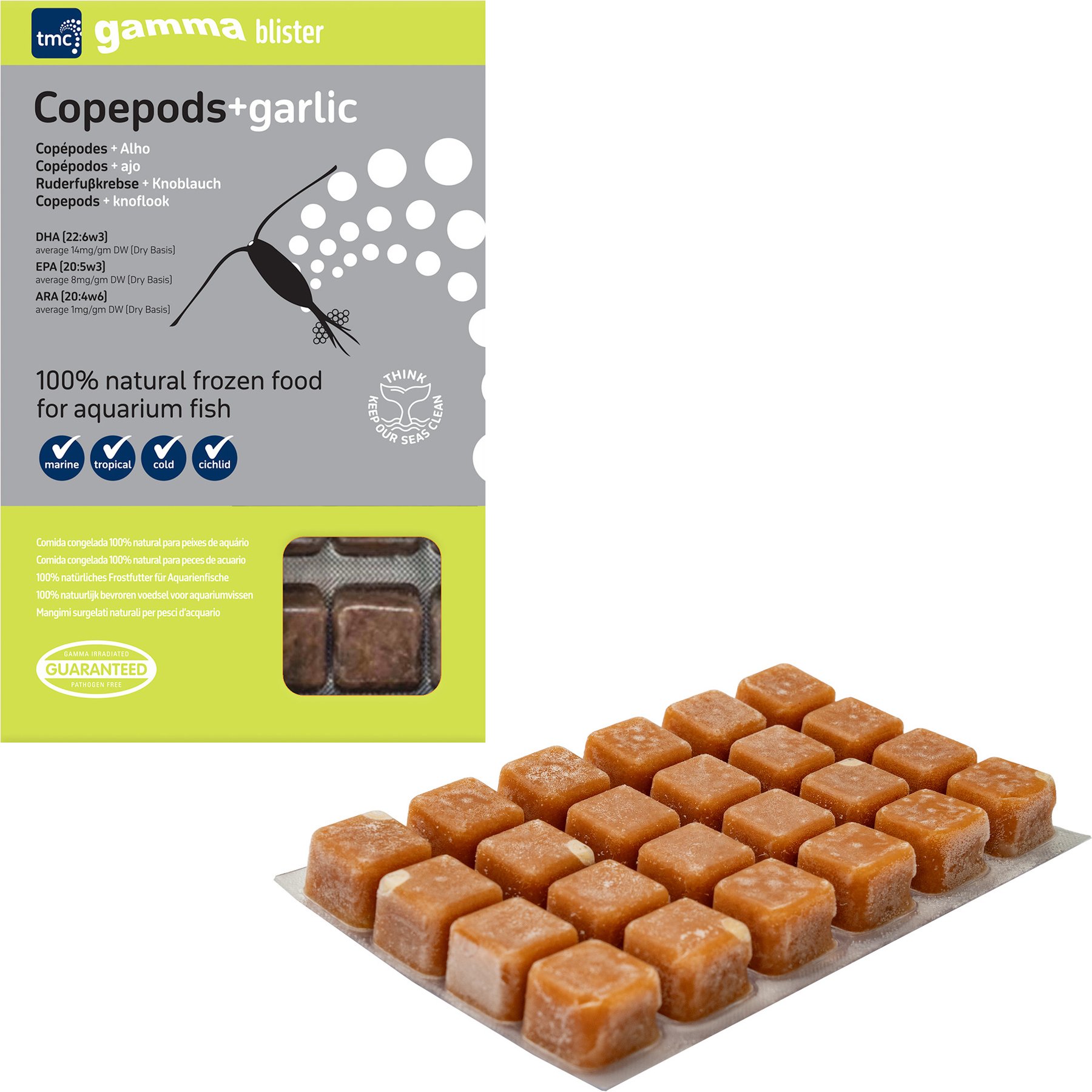 Gamma Copepod + Garlic Blister Pack Fish Food, 100-gram, 6 count