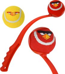 Angry Birds Tennis Ball Squeaky Launcher Dog Toy, Red/Yellow, 3 count