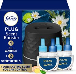 Febreze Ocean Refill Plug In Scent Booster Deodorizer Air Freshener Starter Kit for Dog & Cat, White, 1.75-oz