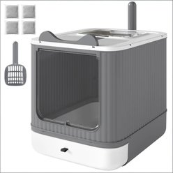 Bencmate Modern Minimalist Fully Enclosed Cat Litter Box, White