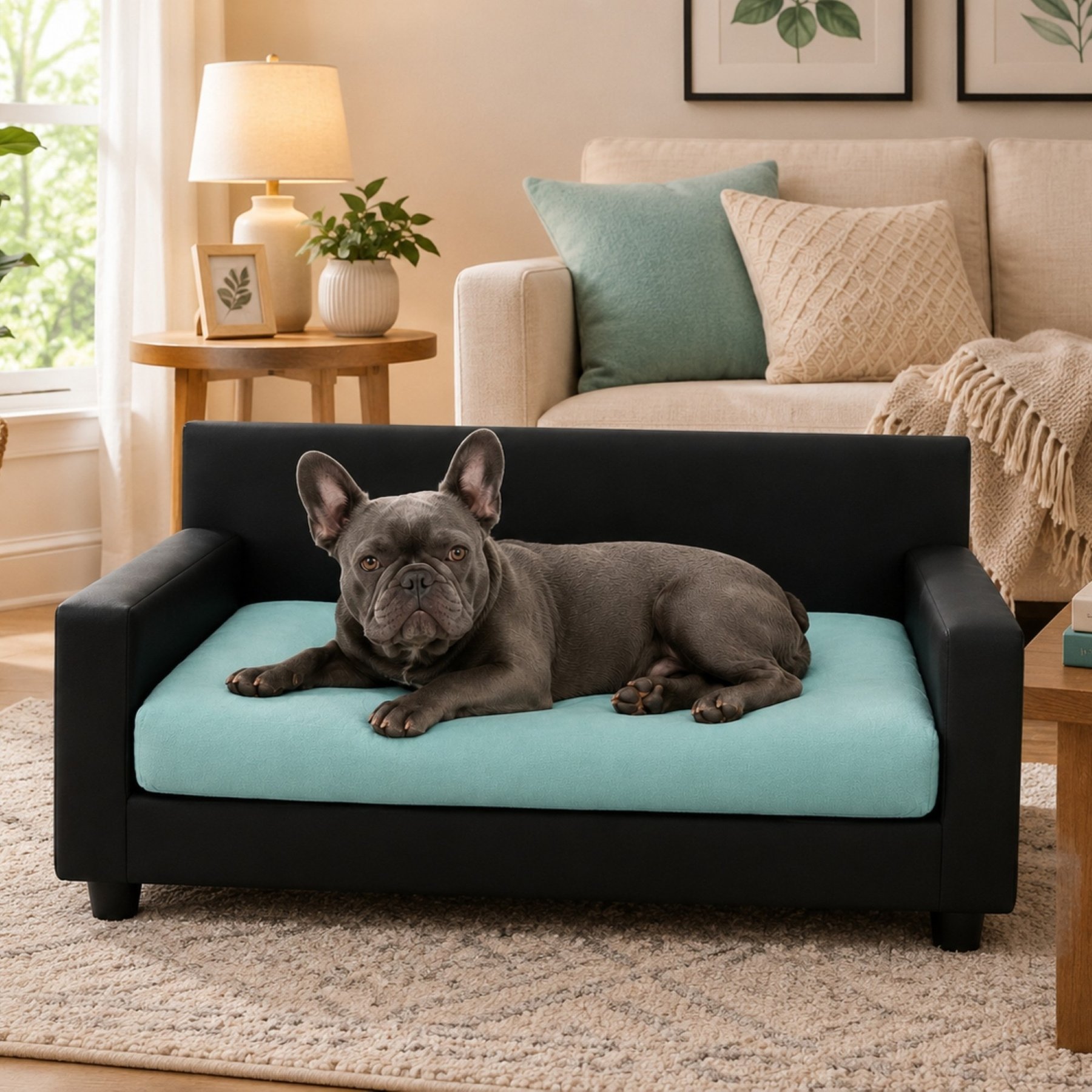 Club Nine Pets Dream Haven Orthopedic Elevated Dog & Cat Sofa Bed with Removable Cover, Aqua, Large